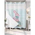 thumbnail image 2 of No Hook Shower Curtain with Snap-in Liner, Teal Easter Waterproof Fabric Bathroom Curtains, Spring Polka Dots Bunny Easter Eggs Wooden Bath Curtains & Mesh Top Window 66"x72", 2 of 9