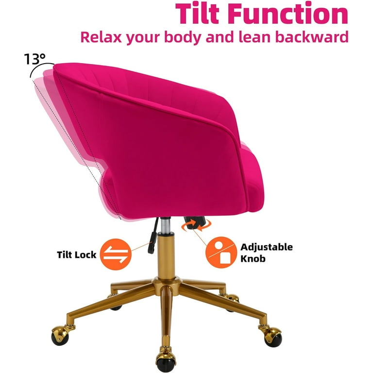 Westice Home Office Desk Chairs Velvet Task Chair Height Adjustable Swivel Vanity Chair with Golden Base for Vanity Study Living Room Computer