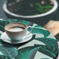 thumbnail image 3 of Ambesonne Leaves Greenery Fitted Round Tablecloth, Botanical Jungle, 40"- 44" Diameter, Emerald Teal Eggplant, 3 of 5
