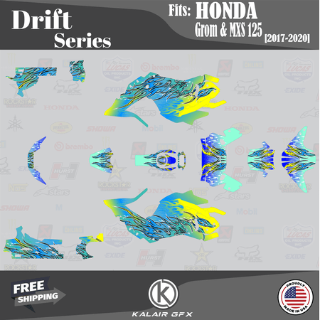 Kalair GFX Graphics Kit for Honda Grom MSX125 (2017-2020) Drift Series Kalair GFX Graphics Kit for Honda Grom MSX125 (2017-2020) Drift Series