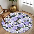 thumbnail image 2 of Round Rugs 5Ft, Purple Spring Floral Round Area Rug Washable Indoor Throw Carpet, Watercolor Flowers Pastoral Soft Non Slip Circle Rug for Cabinet Bathroom Home Decor Aesthetic, 2 of 8