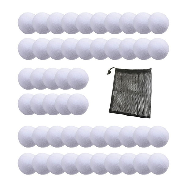 Bolas de nieve artificiales de 5 cm, suaves, ideales para niños. Bolsa de malla para guardarlas. Juego de bolas de nieve realista. 50 piezas