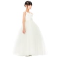 thumbnail image 2 of Ekidsbridal Girl Bridesmaid Flower Girl Dress - V-Neck Ivory Tulle Dress with Tiebow 218noFT-A (Size: 2-12), 2 of 5