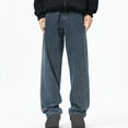 thumbnail image 2 of USSUMA Mens Sweatpants Denim Jeans Long Boyfriend Activewear Straight-Leg Denim Thickened Straight-Leg Pants Pull-On Wide-Leg Adaptable Casual Insulated Men Sweatpants Gray XL, 2 of 6