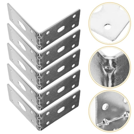 Toyvian 5Pcs Heavy Duty Metal L Brackets for Shelves Strong Corner Brace