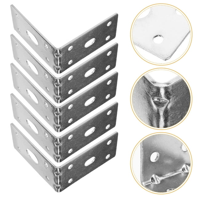 OUNONA 5Pcs Metal L-Shape Heavy Duty Corner Brace Bracket for Shelf Brackets Home Use