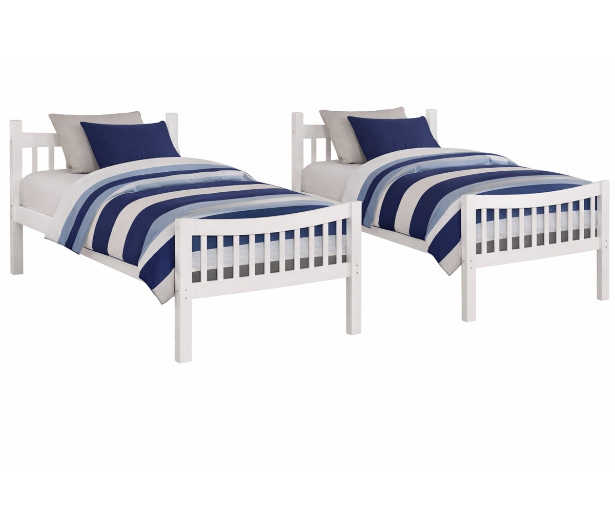 FR Wooden Kids Twin Over Twin Bunk Bed White