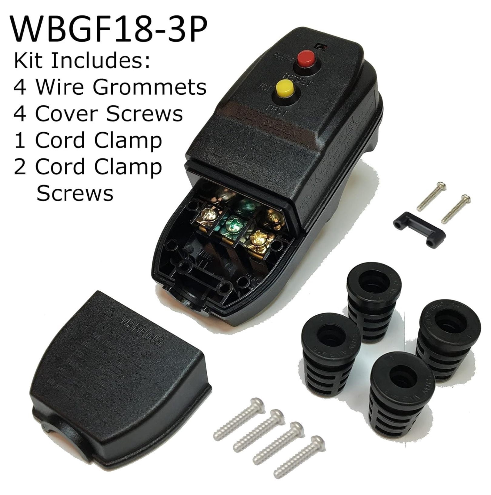 WBGF18-3P GFCI AUTO-RESET 15A/120V GFCI NOW includes ALL 4 Grommet Sizes ( Economy & Standard Shipping)