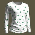 thumbnail image 4 of Arlun Womens Long Sleeve St. Patrick's Day Graphic Print T Shirts for Festive Holiday Celebration and Casual Wear Plus Size Slim Fit Crewneck Tee Tops Light Green XXXL, 4 of 4
