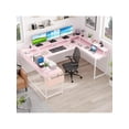 thumbnail image 2 of Ourlova U Shaped Desk. 126 Inch Gaming Desk With Monitor Stand And LED Lights. Reversible Shaped Large Computer Desk With Power Outlets. Large Corner Office Desk With Storage Bag And Hooks, 2 of 7