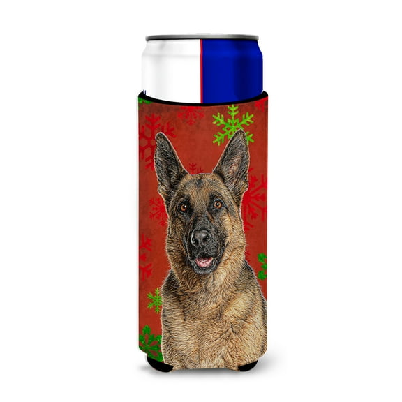 Red Snowflakes Holiday Christmas German Shepherd Ultra Hugger for slim cans