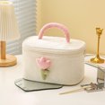 thumbnail image 4 of Bolso de cosméticos Kawaii, organizador de pana, estuche de maquillaje, neceser (blanco L), 4 of 4