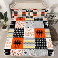 thumbnail image 2 of Homewish Eat Sleep Ballet Bed Sheets for Kids, Chic Stripes Lines King Sheets, Orange Buffalo Patchwork Sheet Set, Breathable Home Decor, 4 Pieces, 2 of 7