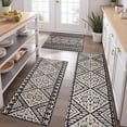 thumbnail image 2 of Black Geometric Diamond Pattern Kitchen Rugs Sets Of 3,Kitchen Runner Rugs Non Skid Washable,Decorative Kitchen Floor Mats for Kitchen,Sink,Laundry,17"x30"+ 17"x47" + 17"x59", 2 of 6