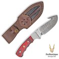 thumbnail image 2 of FRD: Compact Damascus Guthook Hunting Knife - Red Grip, 2 of 5