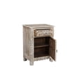 thumbnail image 3 of HomeRoots 521202 22 in. One Drawer One Door Floral Carved Nightstand, Gray, 3 of 3