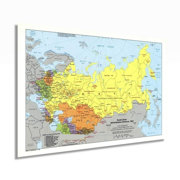 Vintage 1983 Soviet Union Map Poster Vintage Map of Soviet Union Wall Art - Old Soviet Union Map - Historic USSR Map - Administrative Political Map of the Soviet Union