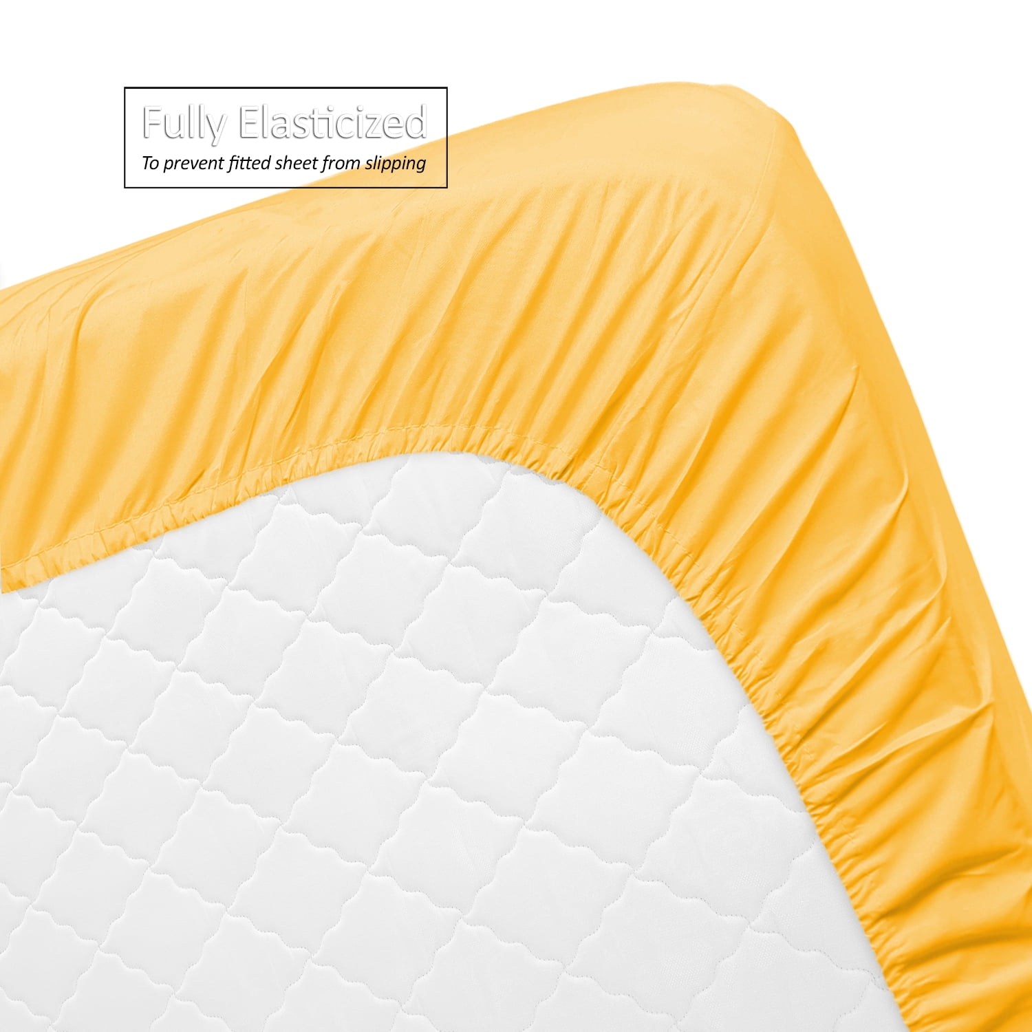 Clara Clark Premier 1800 Microfiber Collection 3-Line Bed Sheet Set, Twin Size, Yellow