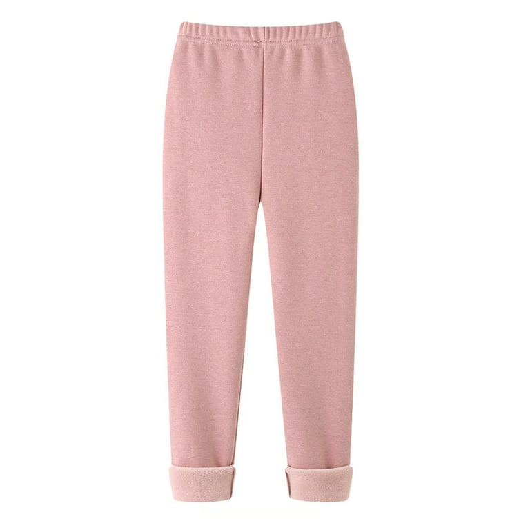 Lov 2-13Y Child Girls Winter Warm Fleece Tight Pants Solid Thicken  Leggings,Pink 