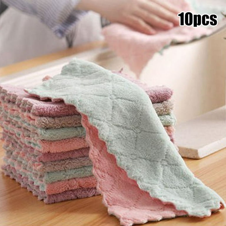 10PCS Kitchen Dish Towels, Kitchen Towels and Dishcloths Set,Dish Cloths  for Washing Dishes Dish Rags for Drying Dishes Kitchen Wash Clothes and Dish  Towels Random Color