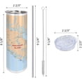 thumbnail image 3 of Canada 20 Oz Skinny Tumbler, Detailed Map of Pacific Ocean and Vancouver Island, Leak-Proof Straw Lid and Brush Vacuum Insulated for Outdoor Use, Peach Pale Blue, 3 of 6