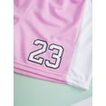 thumbnail image 6 of Miaeowve Kids Boys Girls 2 Piece Basketball Outfits Athletic Jersey T-Shirt with Mesh Shorts Sports Pink 120, 6 of 7