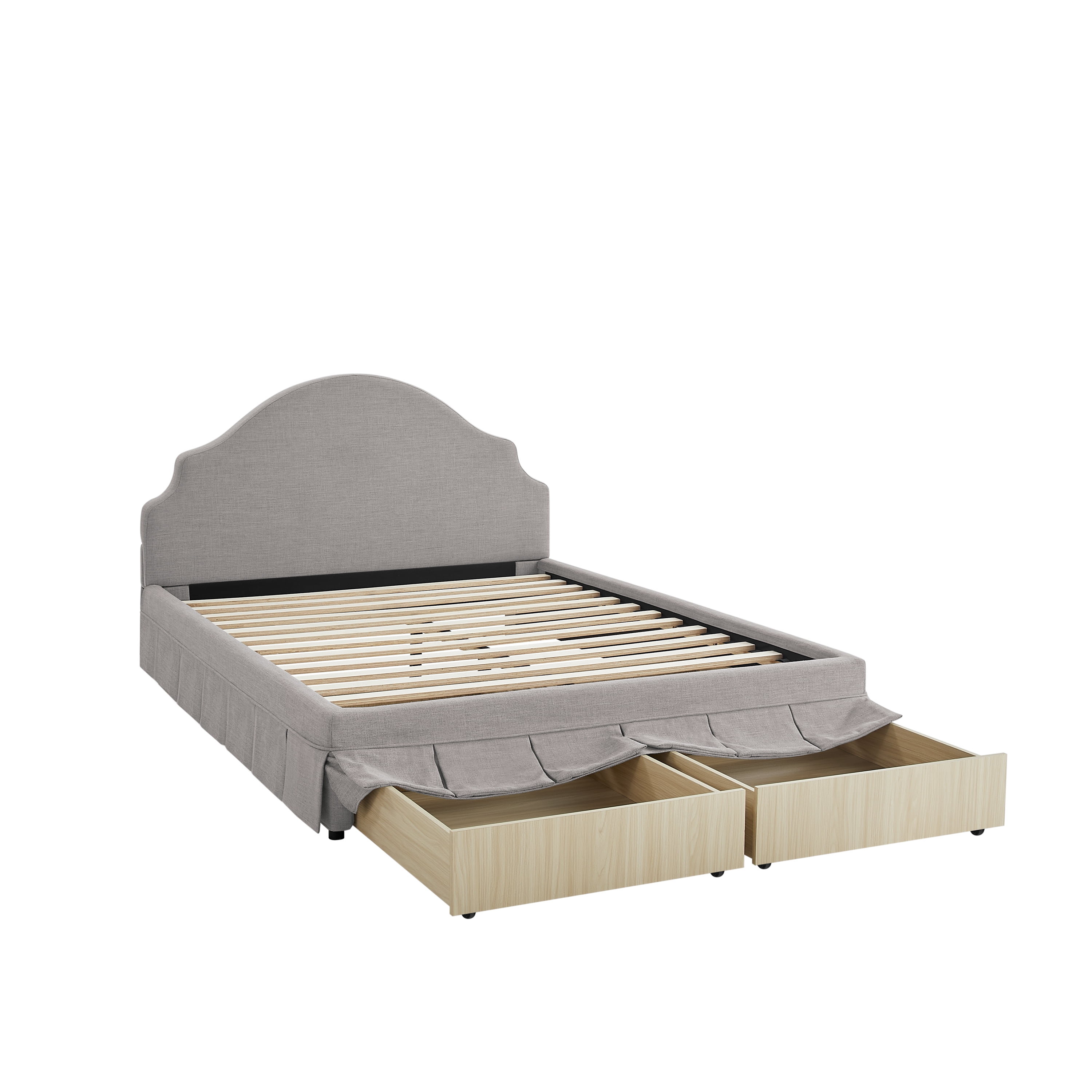 Studio Living Christine Upholstered Storage 39.8" Gray Bed Frame, Queen