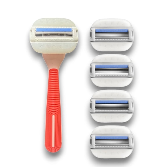 Flamingo Moisture Plus Women'S Razor 6pc Set - No Shave Gel Needed -1 Razor Handle and 5 Razors