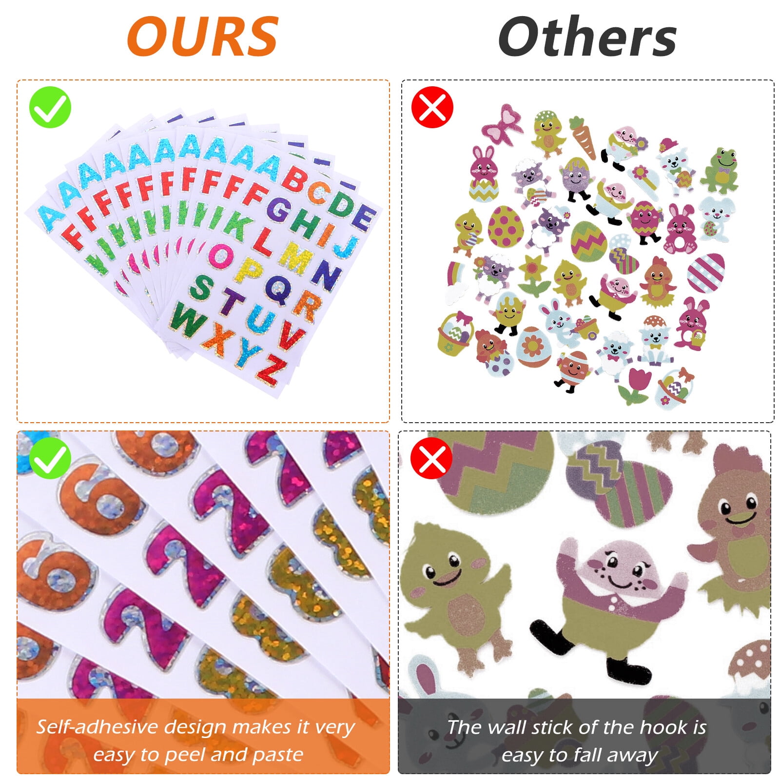 80 Sheets Glitter Number Alphabet Letter Stickers DIY Scrapbook Adhesive Sticker