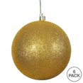 thumbnail image 3 of Vickerman 4" Antique Gold Glitter Ball Ornament, 6 per Bag, 3 of 5