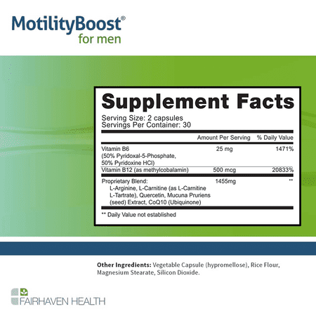 MotilityBoost for Men Fertility Supplement: Support Sperm Motility, 60 ea