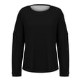 thumbnail image 4 of Holzkary Long Sleeve Tops for Women Fall Fashion Outfits 2025 Crewneck Knit Basic Tee Shirts Business Casual Tops New Round Neck Loose T Shirts Comfortable Commute Fashion Lady T Shirt Black S, 4 of 5