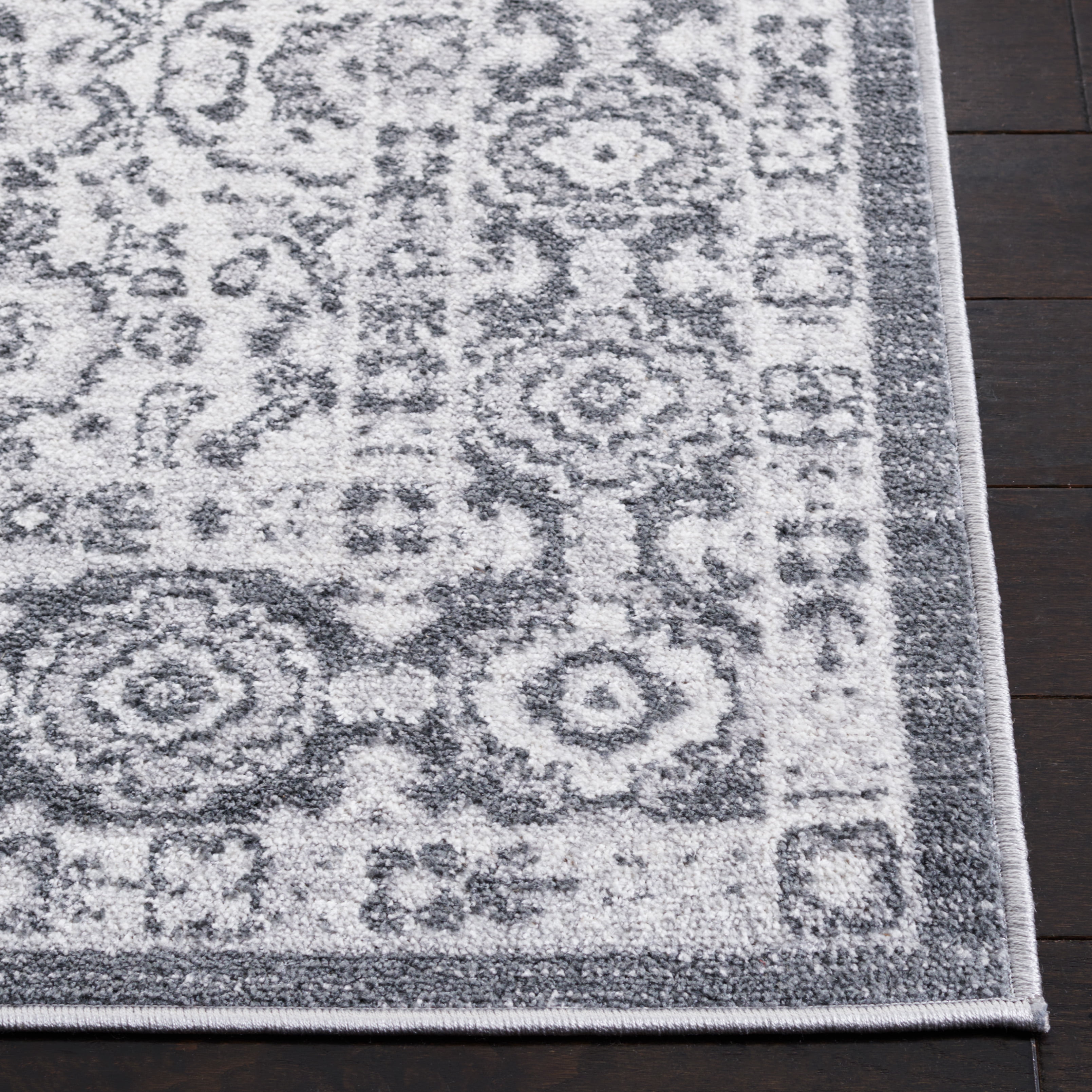 SAFAVIEH Toscana Caryn Medallion Polyester Area Rug, Ivory/Dark Grey, 8' x 10'