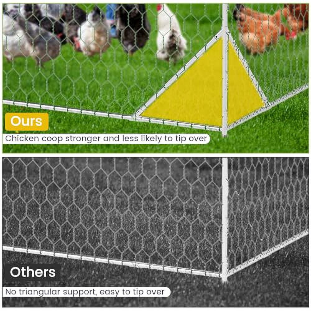 2025 New Large Metal Chicken Coop, Outdoor Wire Mesh Poultry Cage with 4 Corner Reinforcement Ribs, 210D Anti-Uv Rain Cloth, Animal House for Backyard Hen,Dog Rabbit, Duck, Quail, Goat