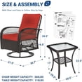 thumbnail image 3 of Poteban Outdoor Swivel Rocker Chairs, 3 Piece Patio Rocking Chairs with Padded Cushions Patio Bistro Furniture Set with Side Table for Porch Balcony Backyard, 3 of 11