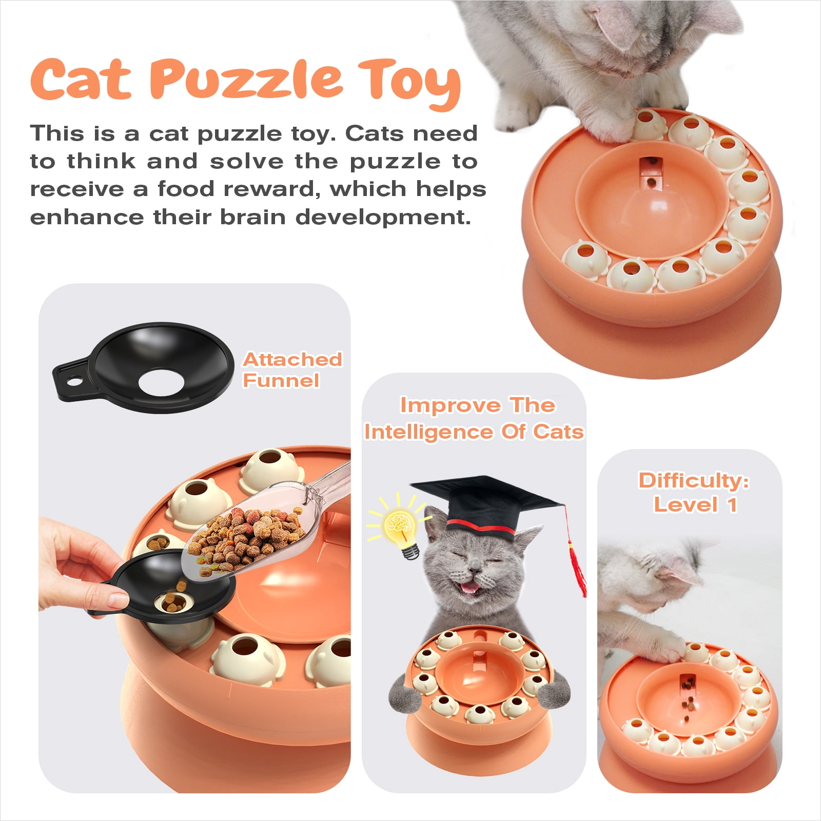 KADTC Cat Puzzle Toy for Cats Indoor, Slow Feeder Bowl for Fast Eaters, Interactive Kitten Enrichment Toy