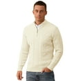 thumbnail image 2 of Iceglad Mens Quarter Zip Sweater Cable Knit Stand Collar Pullover Casual Thermal Knitwear, 2 of 7