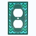 thumbnail image 2 of Metal Light Switch Plate Outlet Cover Vintage Teal Chevron Frame Wallpaper WAL042, 2 of 13