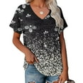 thumbnail image 4 of Birdeem Womens Spring and Summer Casual V-Neck T-Shirt Printed Short Sleeved Top, 4 of 5