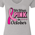 thumbnail image 4 of Inktastic Breast Cancer Awareness We Wear Pink in October Women's V-Neck T-Shirt, 4 of 5