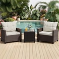 thumbnail image 3 of Walsunny 3 Pieces Patio Furniture Set Outdoor Wicker Conversation Bistro Set Outdoor Patio Chairs with Tempered Glass Table Beige, 3 of 9