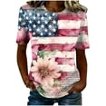 thumbnail image 6 of asdoklhq Fourth Of July Shirts for Women Oversized Tshirts Women's Casual and Fashionable Printed T-shirt with Round Neck and Short Sleeved Pink L, 6 of 7