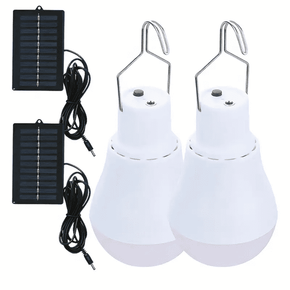 Goyuon 2 Pack Portable Solar LED Bulbs Outdoor Solar Lights, Suitable for Home Fishing Camping Tents and Emergency Lighting