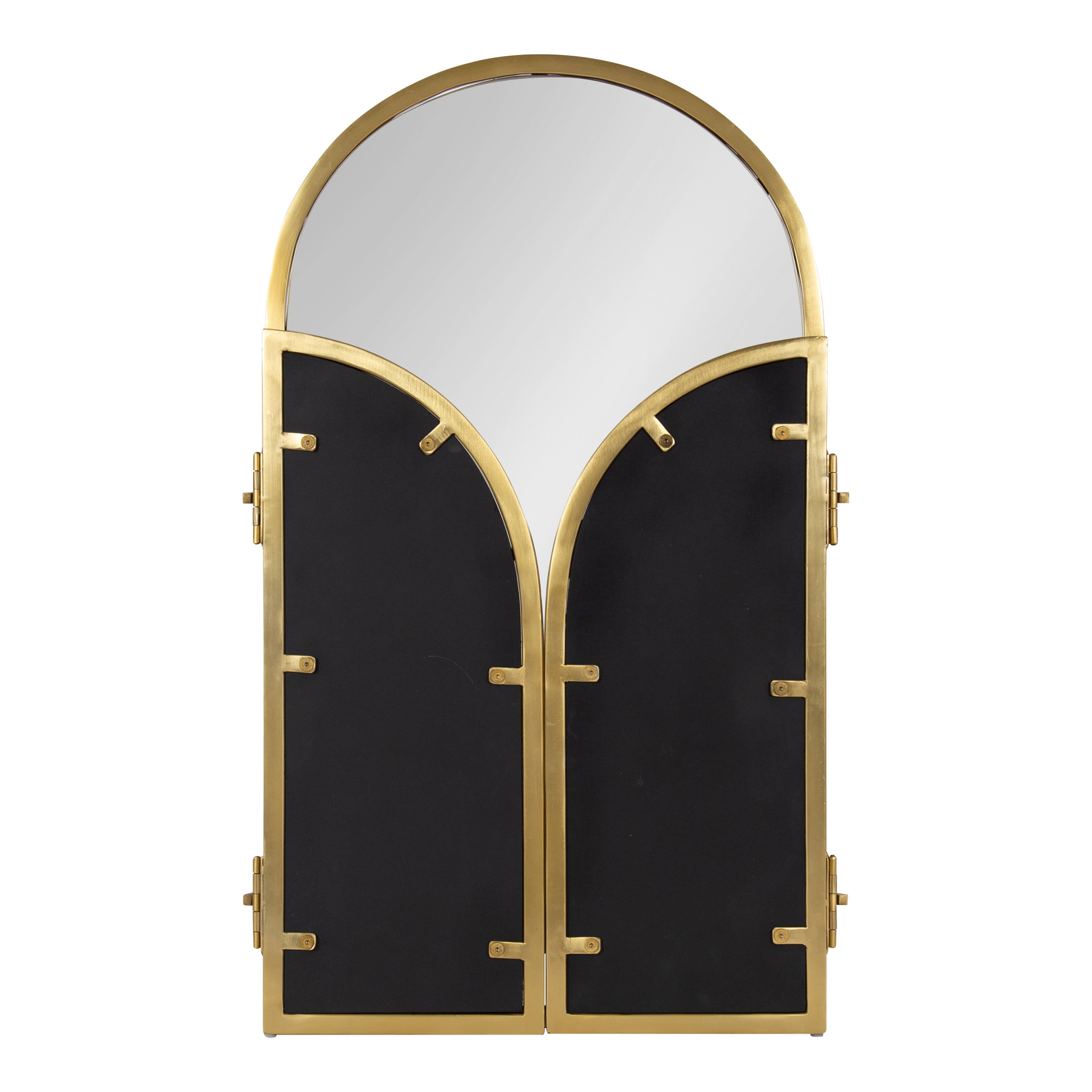Kate and Laurel Amoli Tri-Fold Arched Mirror, 28 x 28, Gold, Three-Piece Joined Arch Folding Mirror for Tabletop Makeup Mirror Station or Bathroom Vanity Setup