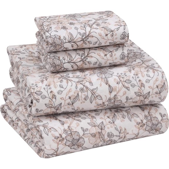 RUVANTI Flannel Sheets Full Size - 100% Cotton Double Brushed Bed Sheets Set, Deep Pockets 16 Inches, All Seasons Breathable & Extra Soft Full Sheets, Warm & Cozy, 4 Piece, Shallow