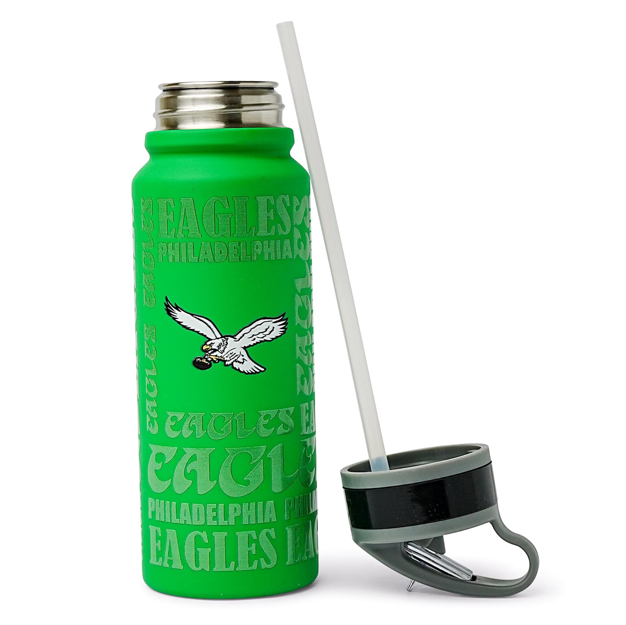 Philadelphia Eagles Replay 25-Ounce Stainless Steel Flip-Top NFL Water Bottle