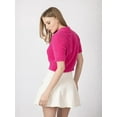 thumbnail image 3 of Shirt Collar Buttoned Short Sleeve Fluffy Sweater, 3 of 5