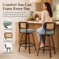 thumbnail image 3 of SESSLIFE Swivel Bar Stools Set of 2, 25.6" Counter Height Barstools with Upholstered Linen, Curved Backrest & Footrest, Mid-Century Modern Kitchen Stools for Kitchen Island, Green, 3 of 8