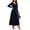 Navy, variant on Women's Square Neck Long Sleeve Velvet Dress with a Classic Silhouette for Evening Wear 100% Polyester Velvet