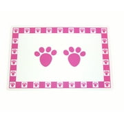 PetRageous Pet Paws 19 Inch Plastic Pet Placemat, Pink
